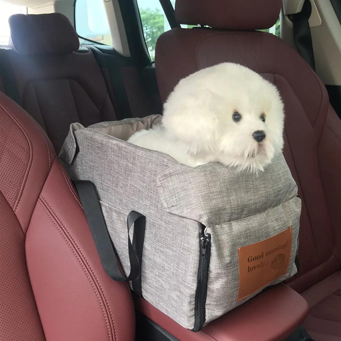 Pet Products Portable Console Booster Dog Car Seat & Carrier for Small Dogs & Cats,Car Seat for Center Car Armrest Safety Tether